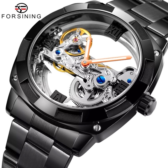 Forsining Mens Skeleton Mechanical Waterproof Luxury Watch Hollow. Gift Idea - Picture 1 of 11